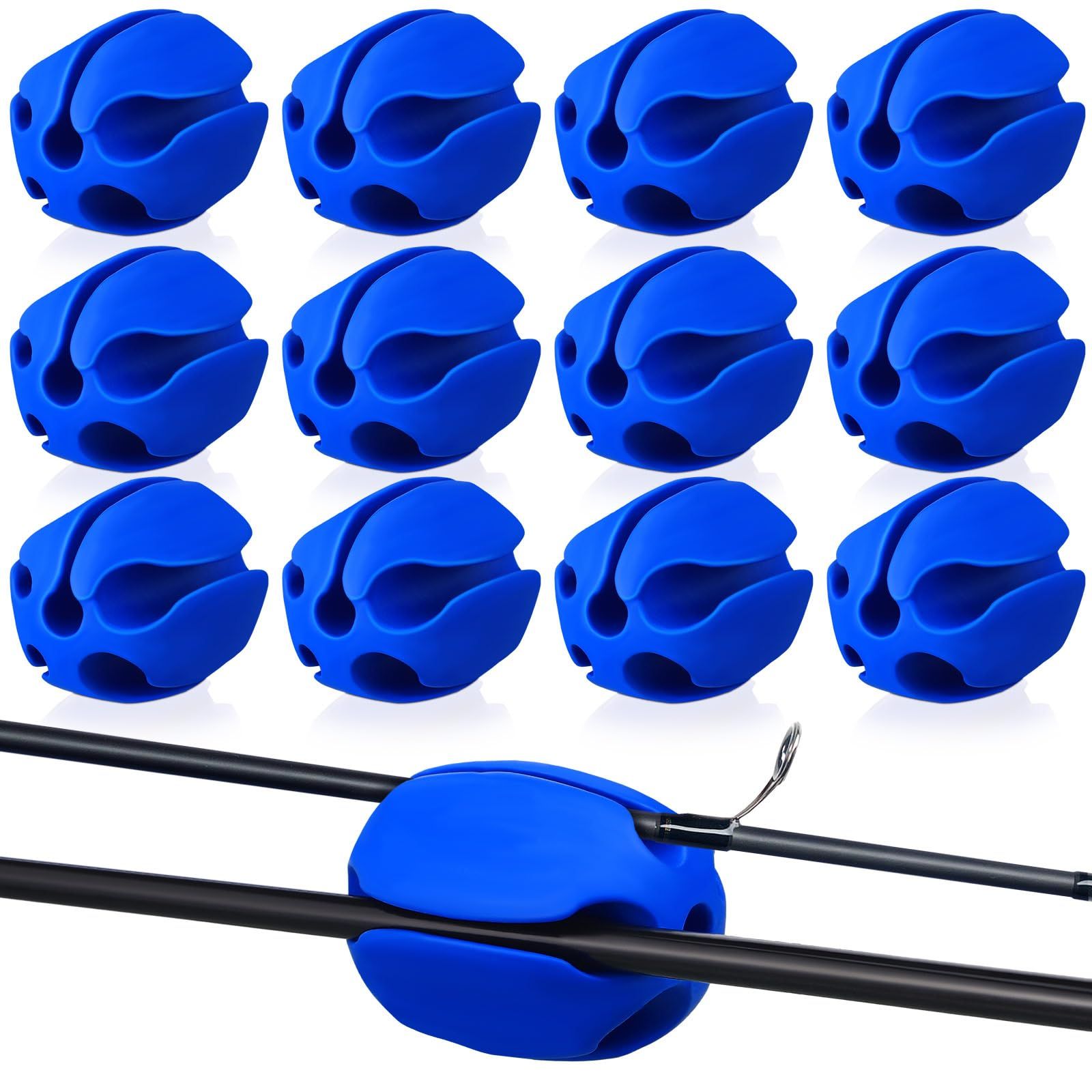 12 Pcs Portable Fishing Rod Fixed Ball 5 Holes Rubber Fishing Pole Puller