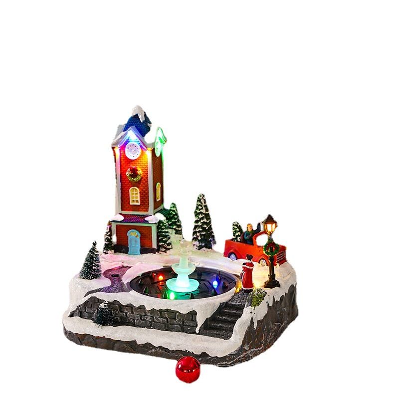 Christmas House Figurine Music Changing Snowman Art Crafts Decor For Christmas — image 1