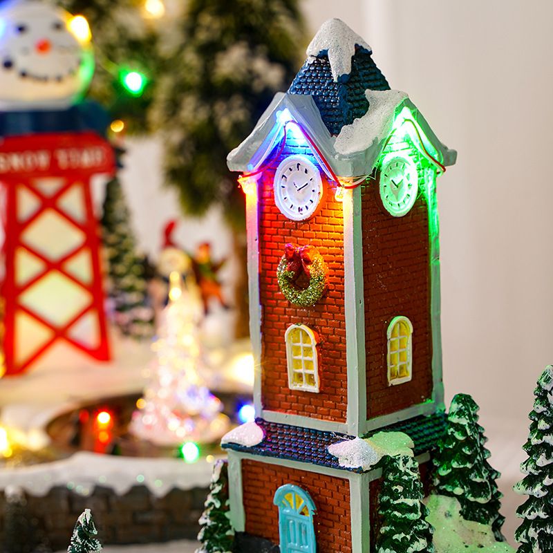 Christmas House Figurine Music Changing Snowman Art Crafts Decor For Christmas view 4