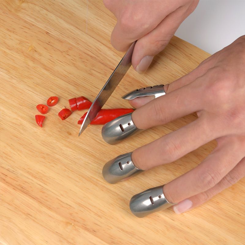 4 Pcs Finger Guards Stainless Steel Finger Protectors Anti-cut Thumb Cover view 3