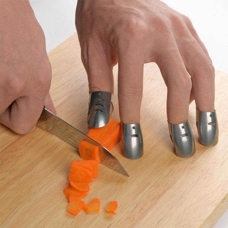 4 Pcs Finger Guards Stainless Steel Finger Protectors Anti-cut Thumb Cover view 4