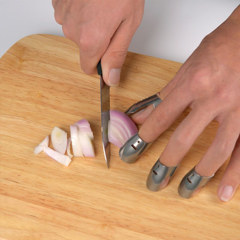 4 Pcs Finger Guards Stainless Steel Finger Protectors Anti-cut Thumb Cover view 5