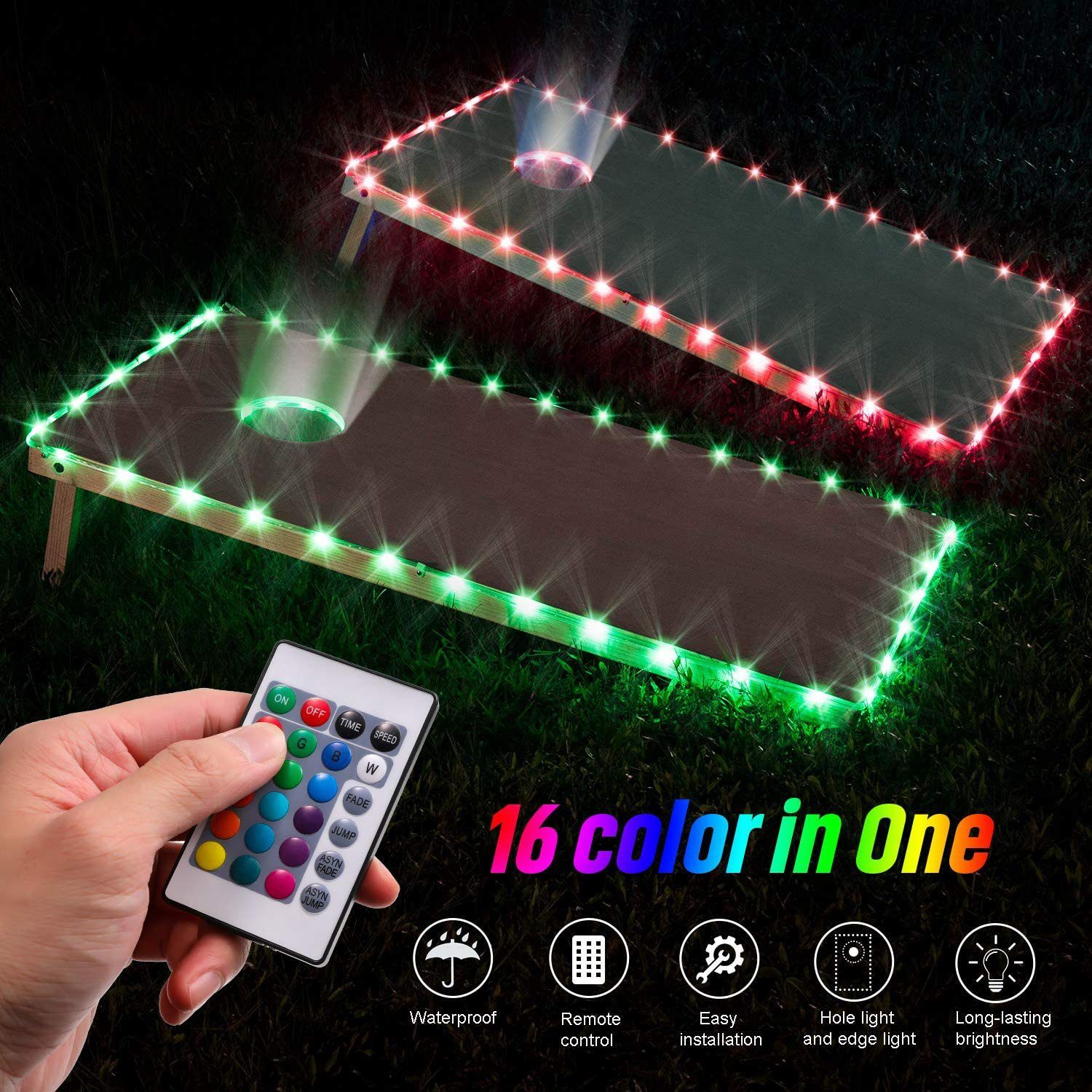 LED Cornhole Lights for Board and Hole - Includes Lights for Lights Up