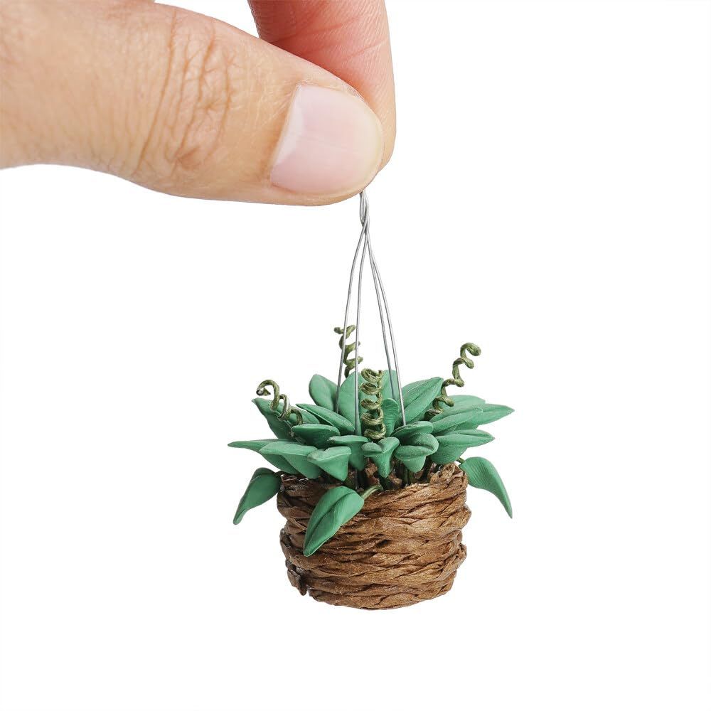 1/12 Miniature Hanging Plants Mini Tiny Potted Plant Miniatures Dollhouse view 2