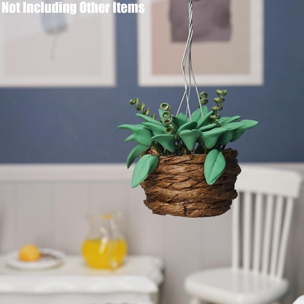 1/12 Miniature Hanging Plants Mini Tiny Potted Plant Miniatures Dollhouse view 5