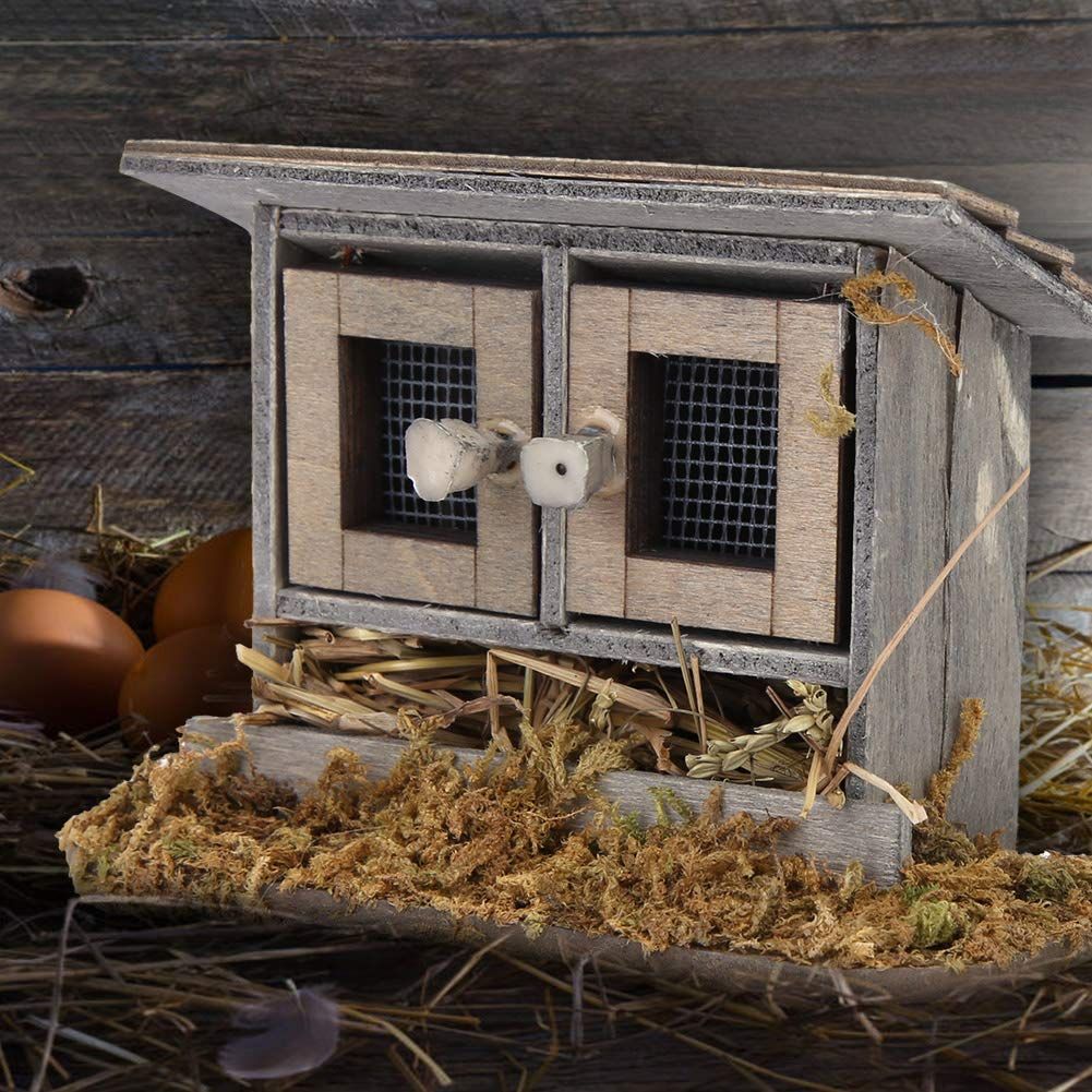 Dollhouse Miniature Chicken Coop Miniature Retro Wooden Hen House for Kids view 2