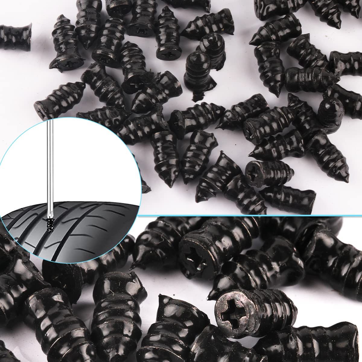 Tire Repair Rubber Nail, 40 Pieces Vacuum Tire Repair Kits Spiral Rubber view 2