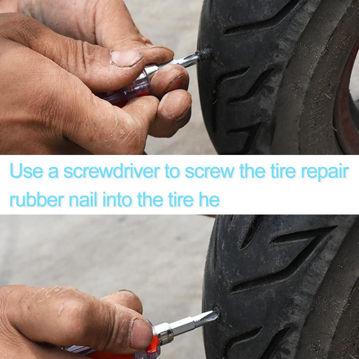 Tire Repair Rubber Nail, 40 Pieces Vacuum Tire Repair Kits Spiral Rubber view 3