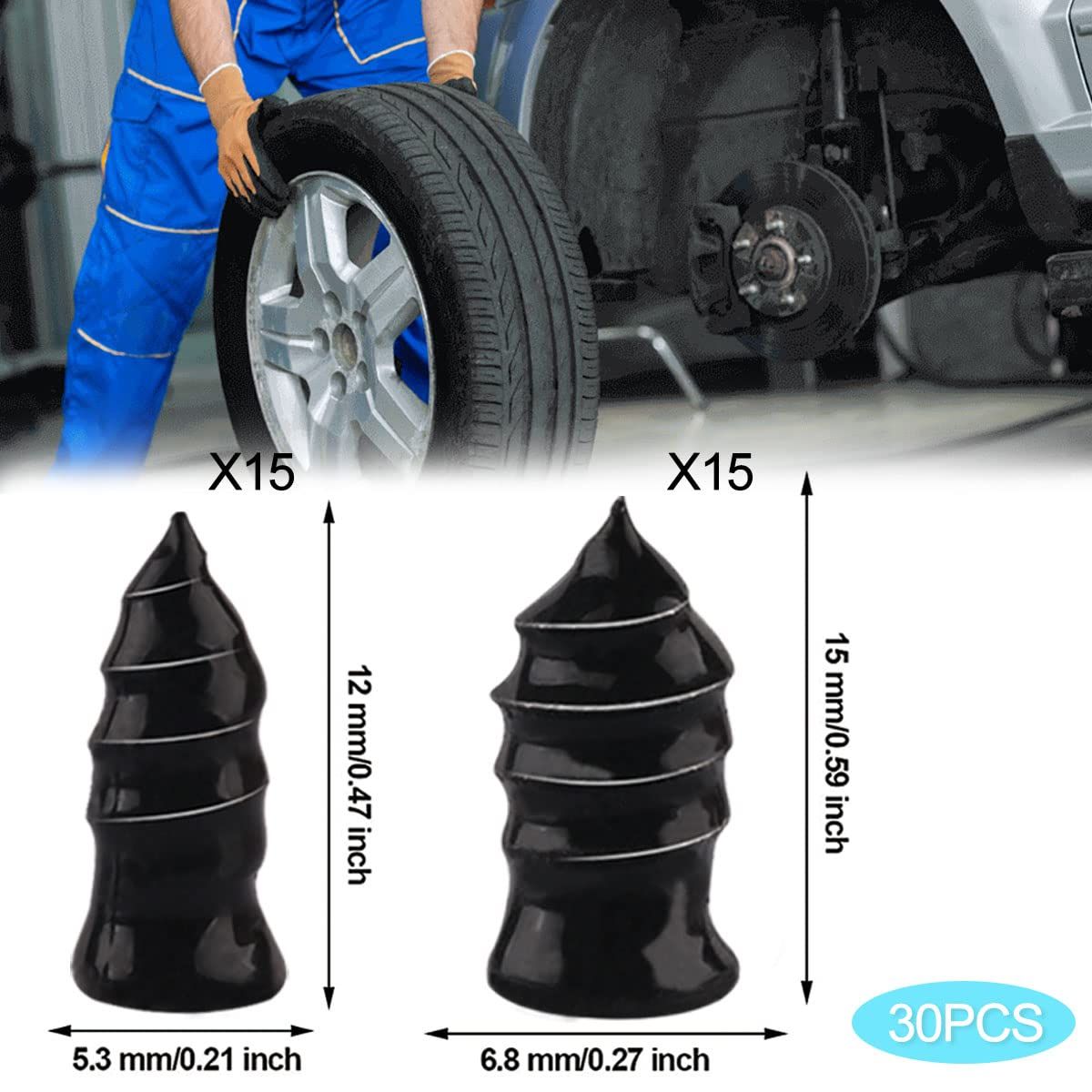 Tire Repair Rubber Nail, 40 Pieces Vacuum Tire Repair Kits Spiral Rubber view 4