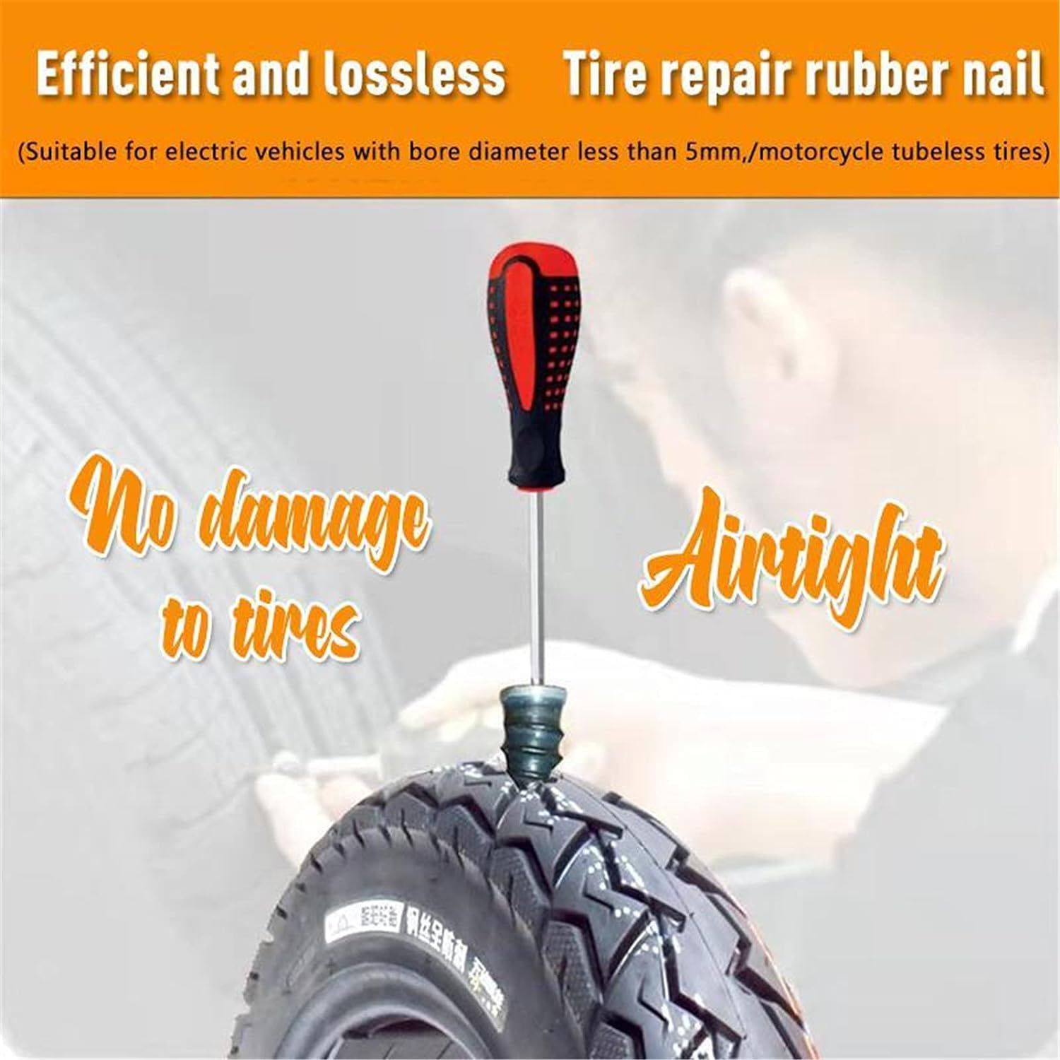 Tire Repair Rubber Nail, 40 Pieces Vacuum Tire Repair Kits Spiral Rubber view 5