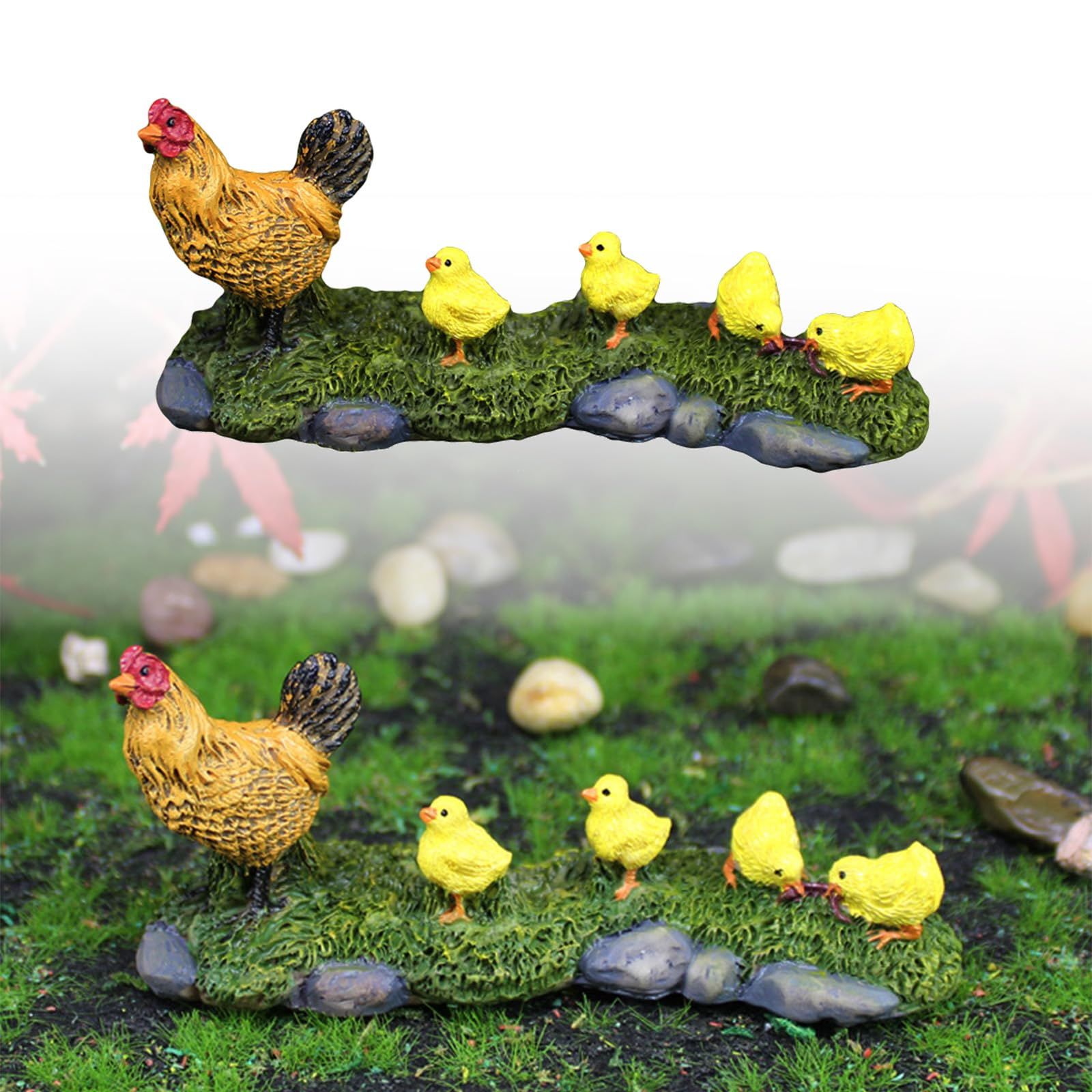Mini Chicken Statue,Chicken Yard Decor Yellow Chickens Resin Small Chicks view 2