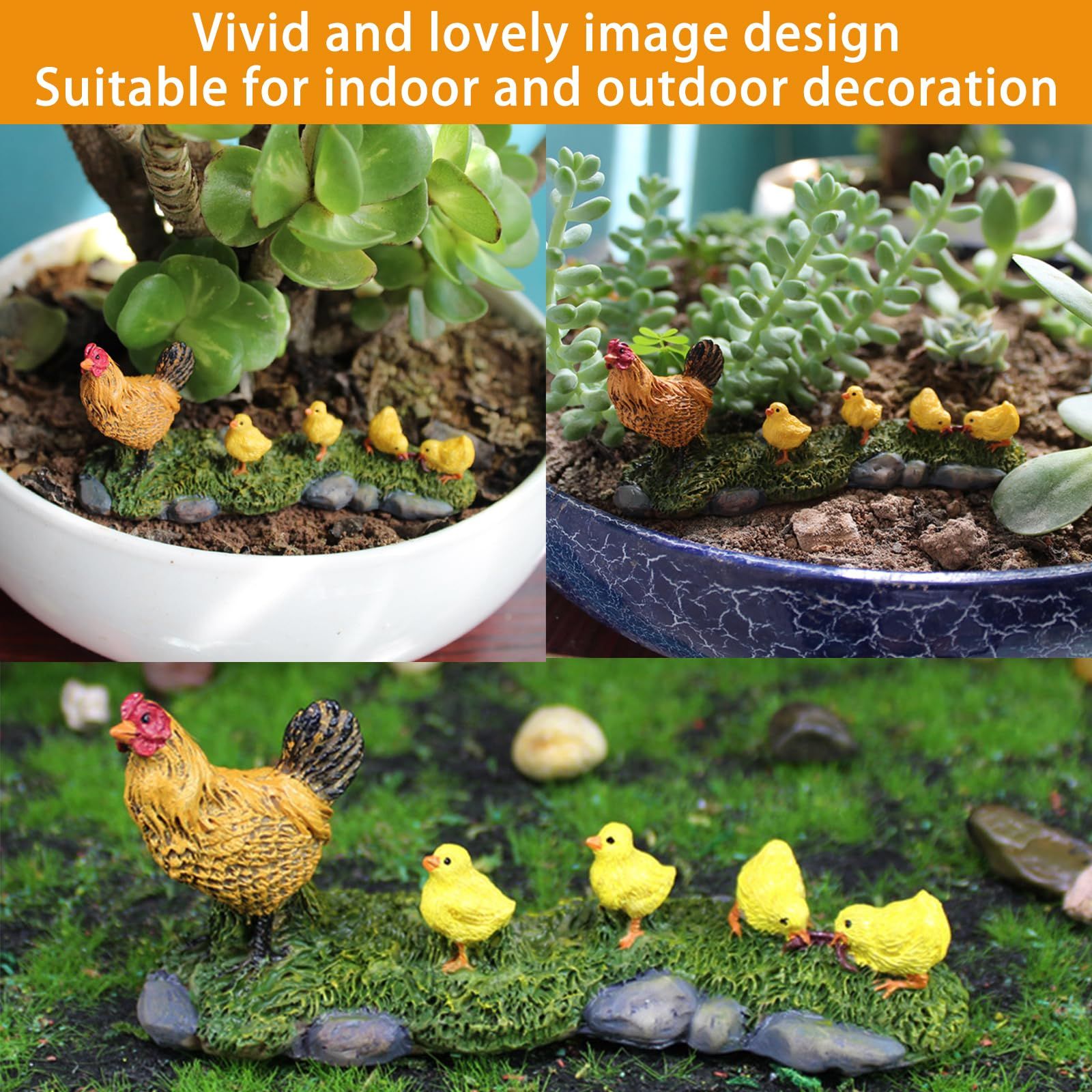 Mini Chicken Statue,Chicken Yard Decor Yellow Chickens Resin Small Chicks view 3