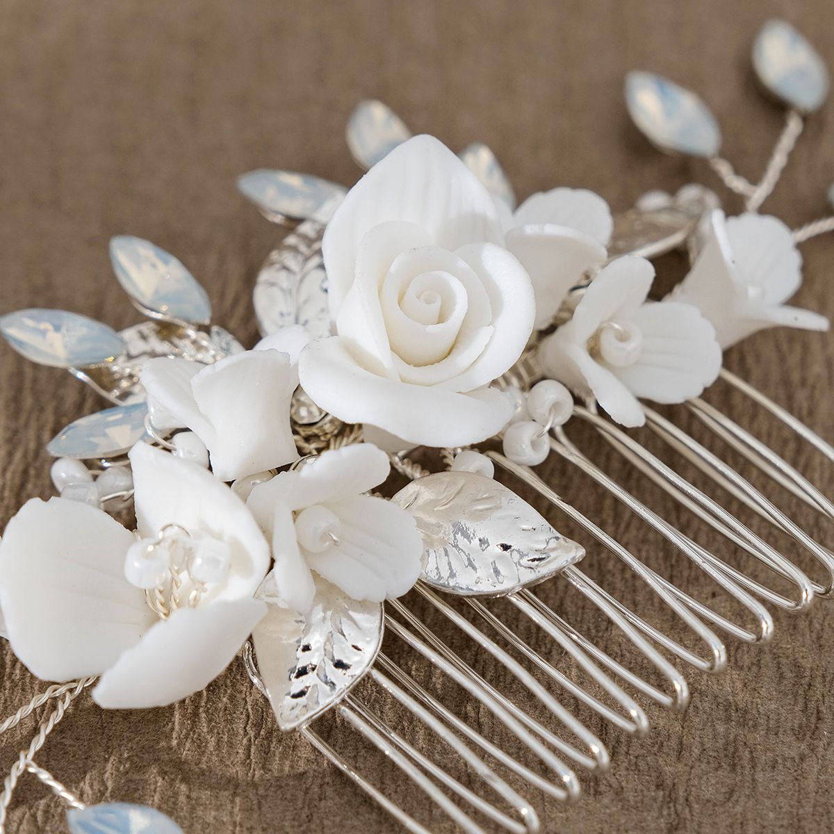 Wedding Hair Comb Silver Small Side Comb Blue Crystal Bridal Hair Piece Hair view 4