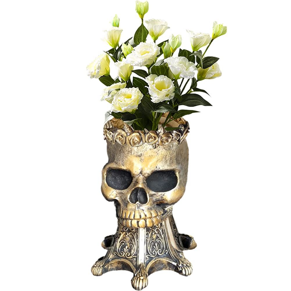 Indoor Outdoor Head Planters Skull Flower Pot Resin Succulent Planter Plants — image 1