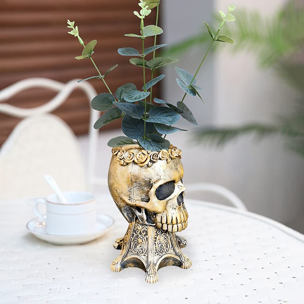 Indoor Outdoor Head Planters Skull Flower Pot Resin Succulent Planter Plants view 2