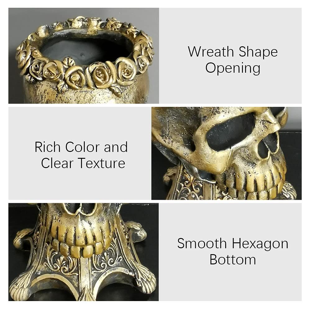 Indoor Outdoor Head Planters Skull Flower Pot Resin Succulent Planter Plants view 3
