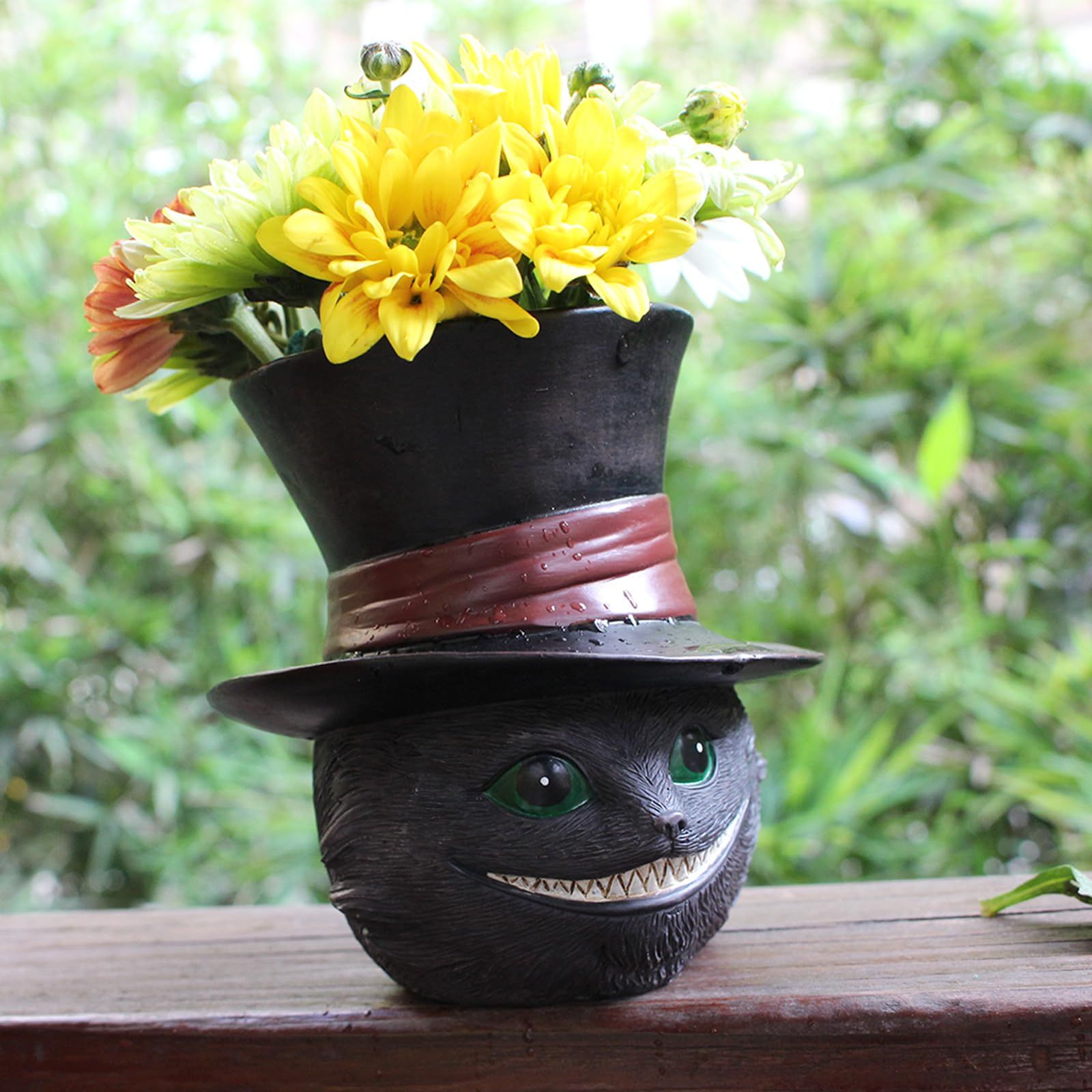 Unique Black Cat Head Little Planter Pot view 5