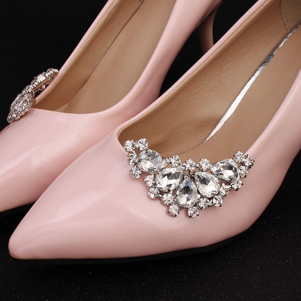 1 Pair Rhinestone Wedding Shoe Clips Bride Party Shoe Decoration Versatile view 2