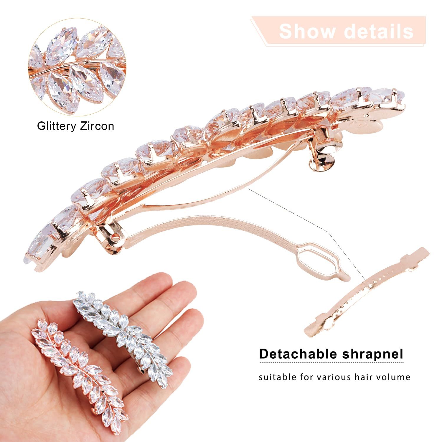 2PCS Crystal Hair Barrettes for Women view 4