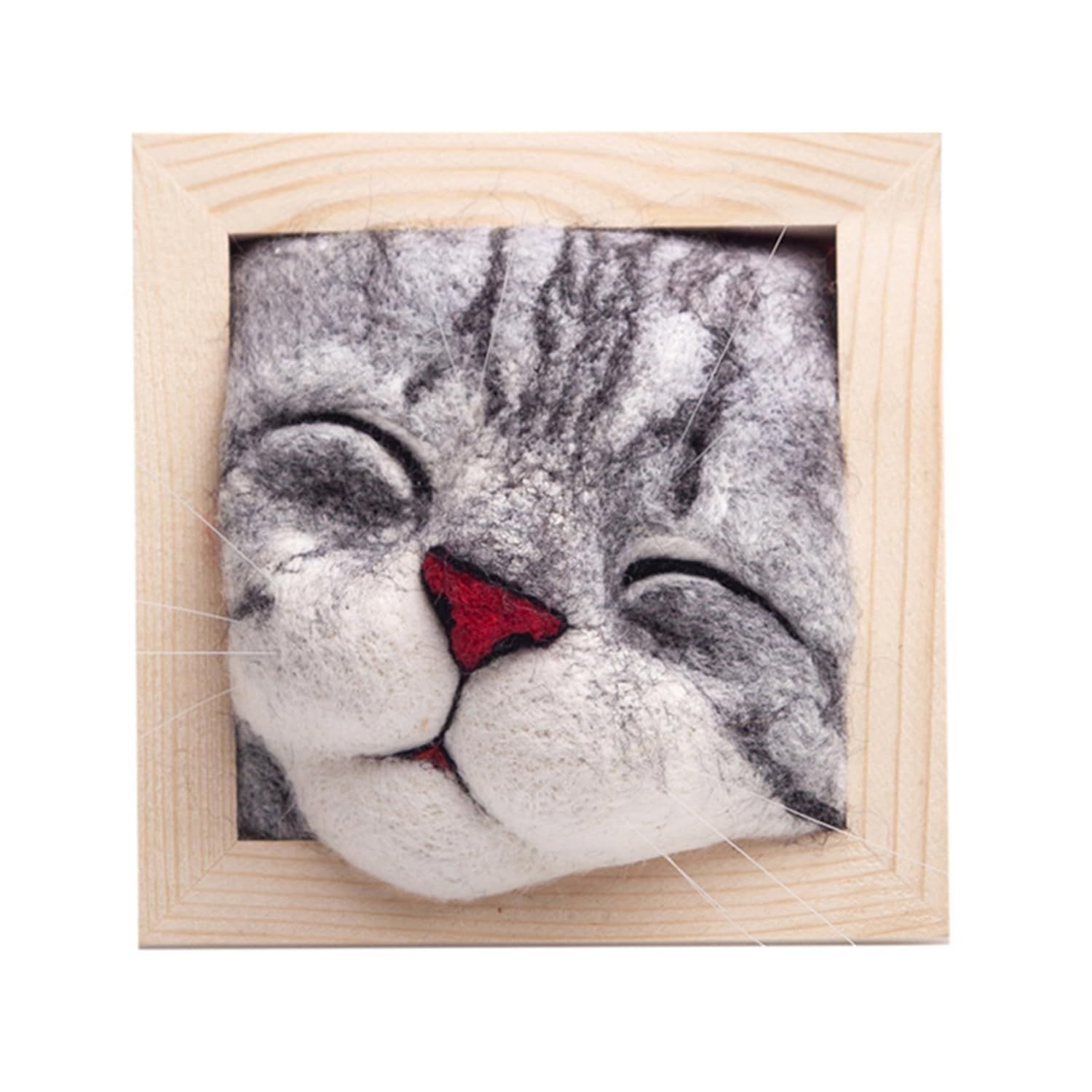 Cat Head Photo Frame Ornaments Knitting Kit - Lovely Cat Decor & Wool Felt Cat — image 1