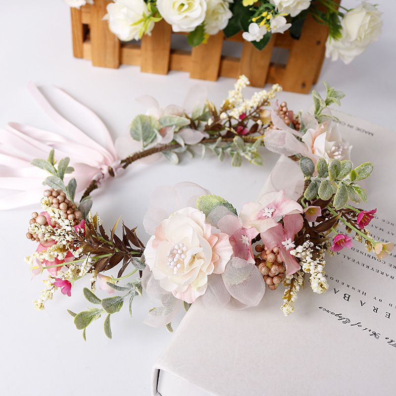 Flower Crown Flower Bridal Headband Wedding Headpiece Floral Hair Wreath Hair view 2