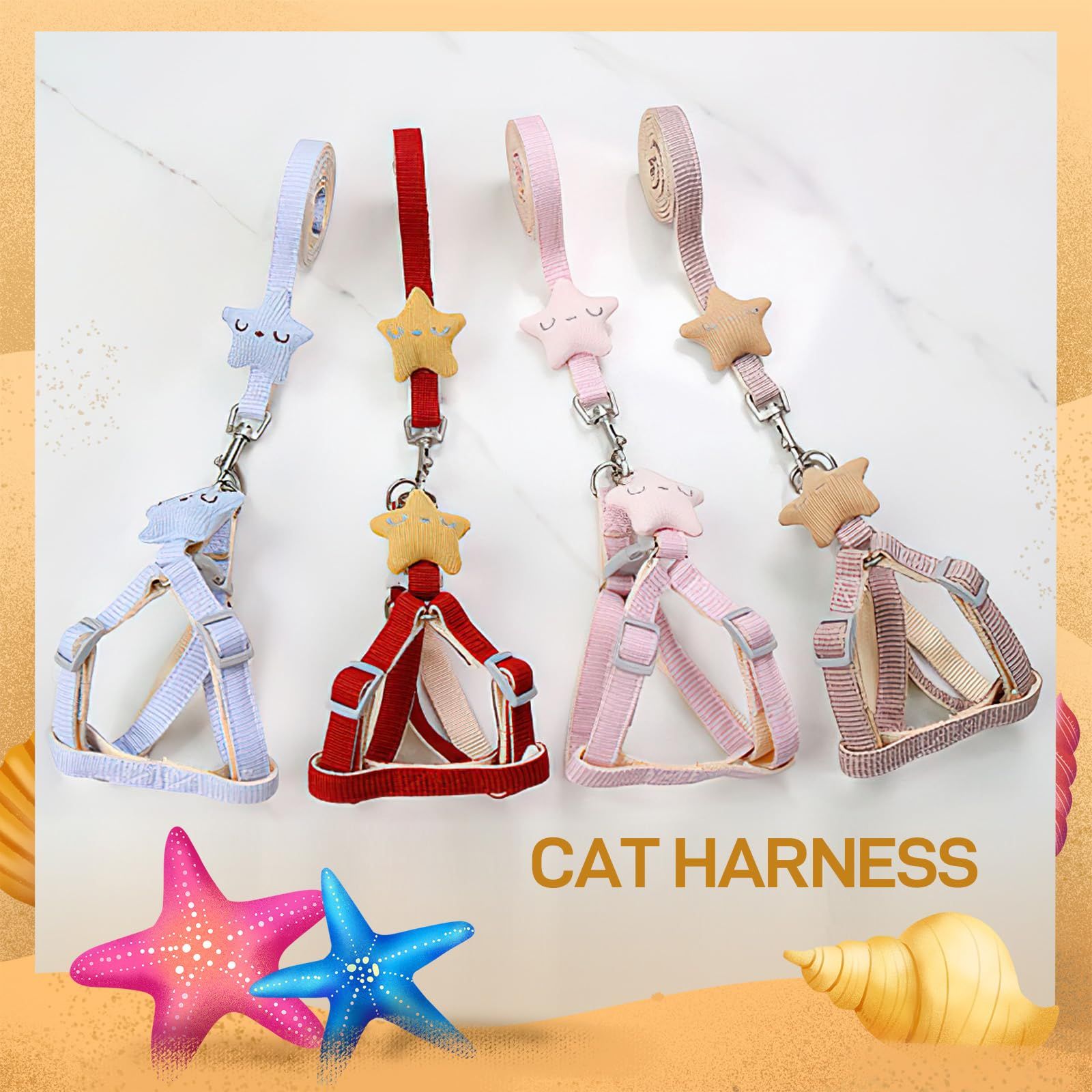 4pcs Cat Harness and Leash Set Escape Proof for Small Large Cats