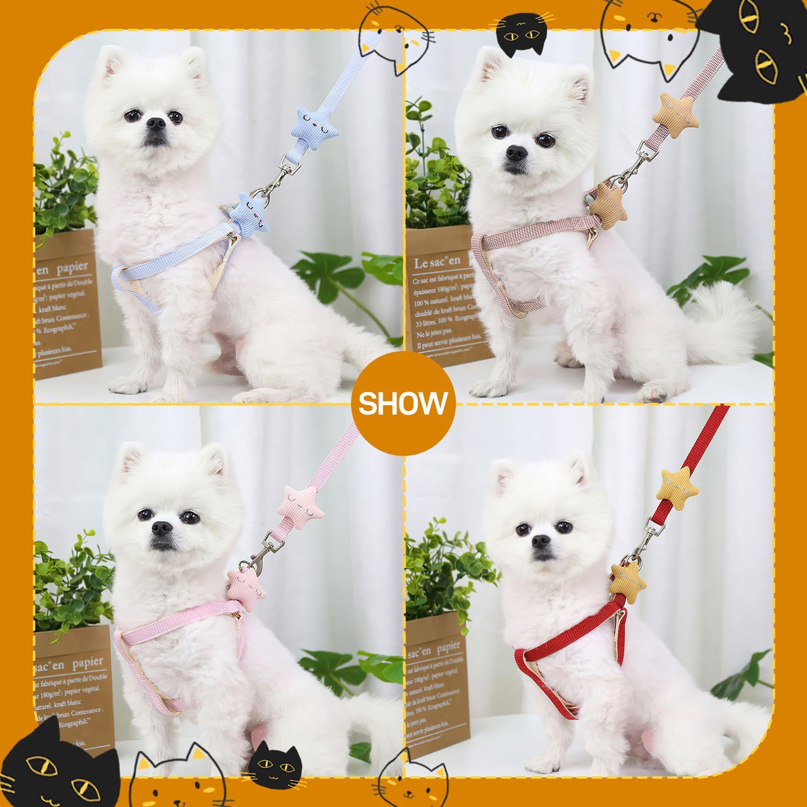 4pcs Cat Harness and Leash Set Escape Proof for Small Large Cats view 2