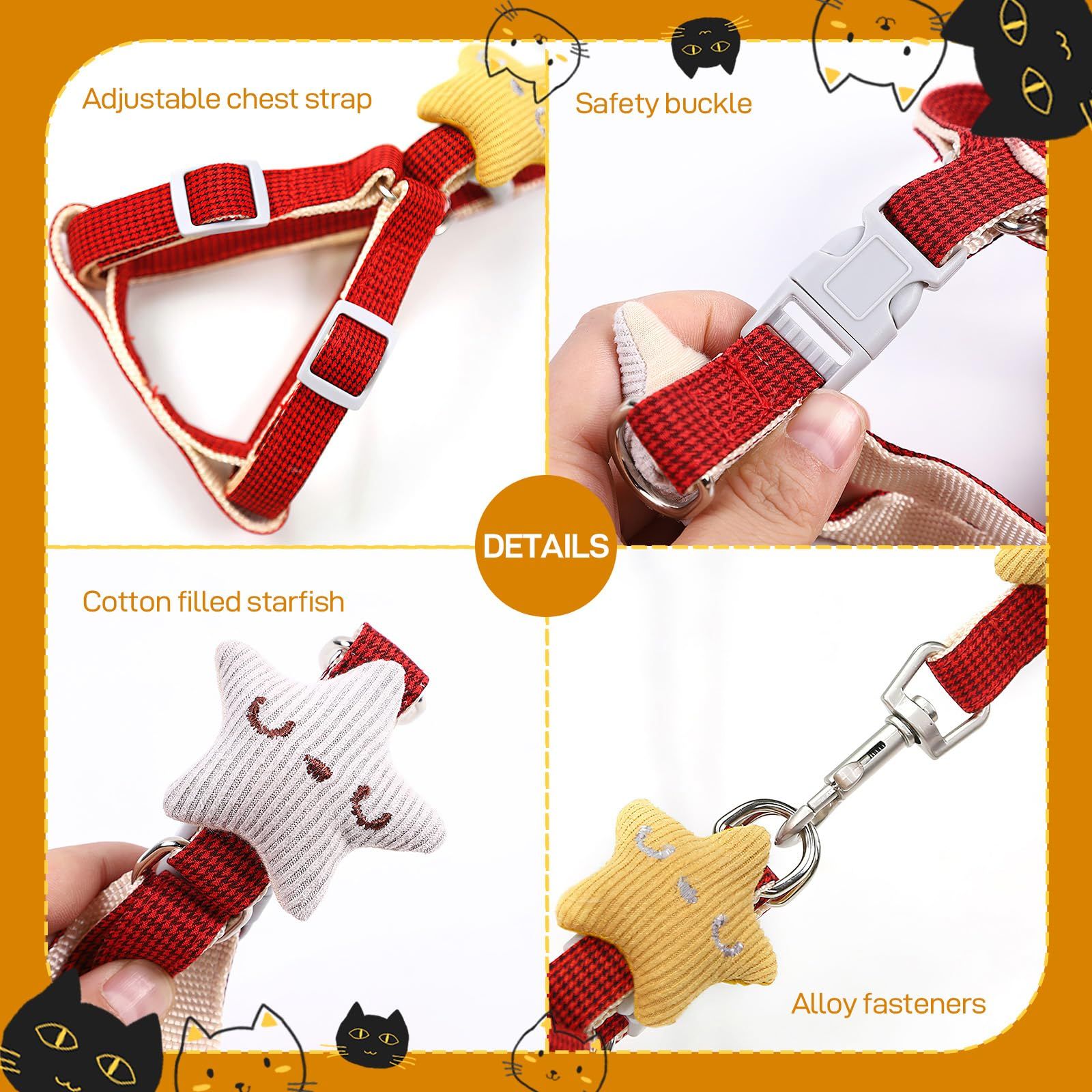 4pcs Cat Harness and Leash Set Escape Proof for Small Large Cats view 5