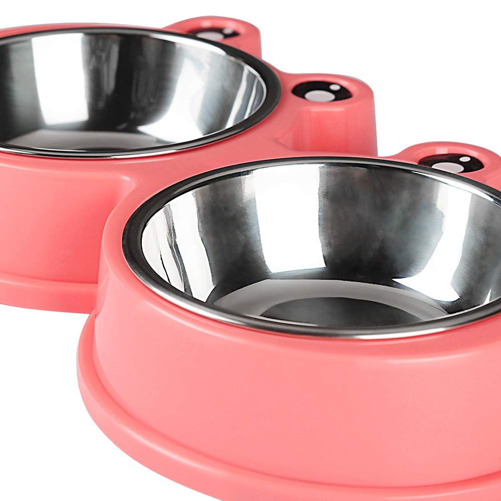 Durable Stainless Steel Dog Bowls Food Water Feeder Resistant Silicone Mat view 3