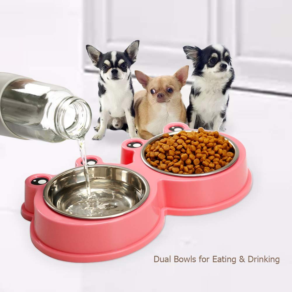 Durable Stainless Steel Dog Bowls Food Water Feeder Resistant Silicone Mat view 4