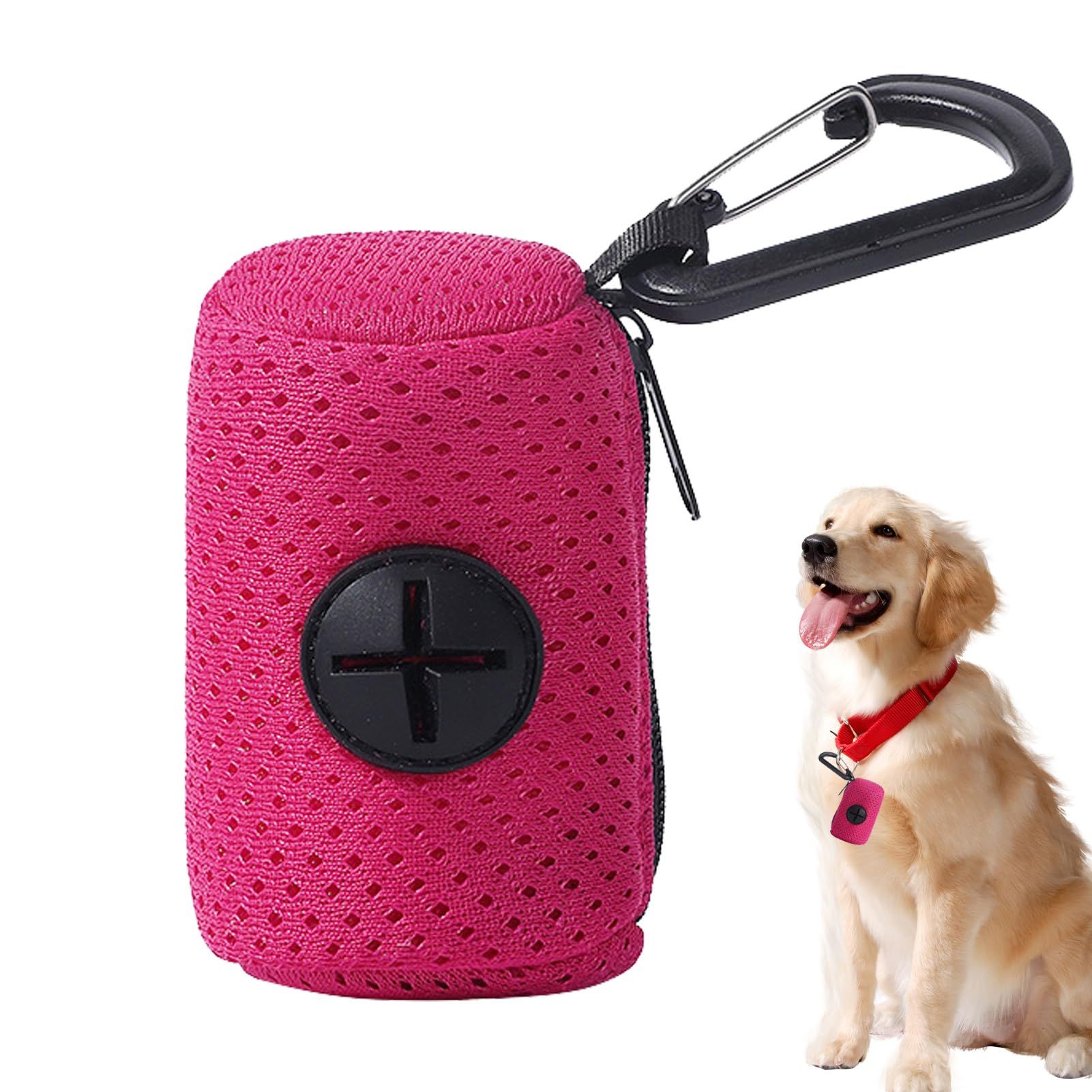 Dog Waste Bag Dispenser, Mesh Fabric Attachment Doggy Bag Holder with Zipper