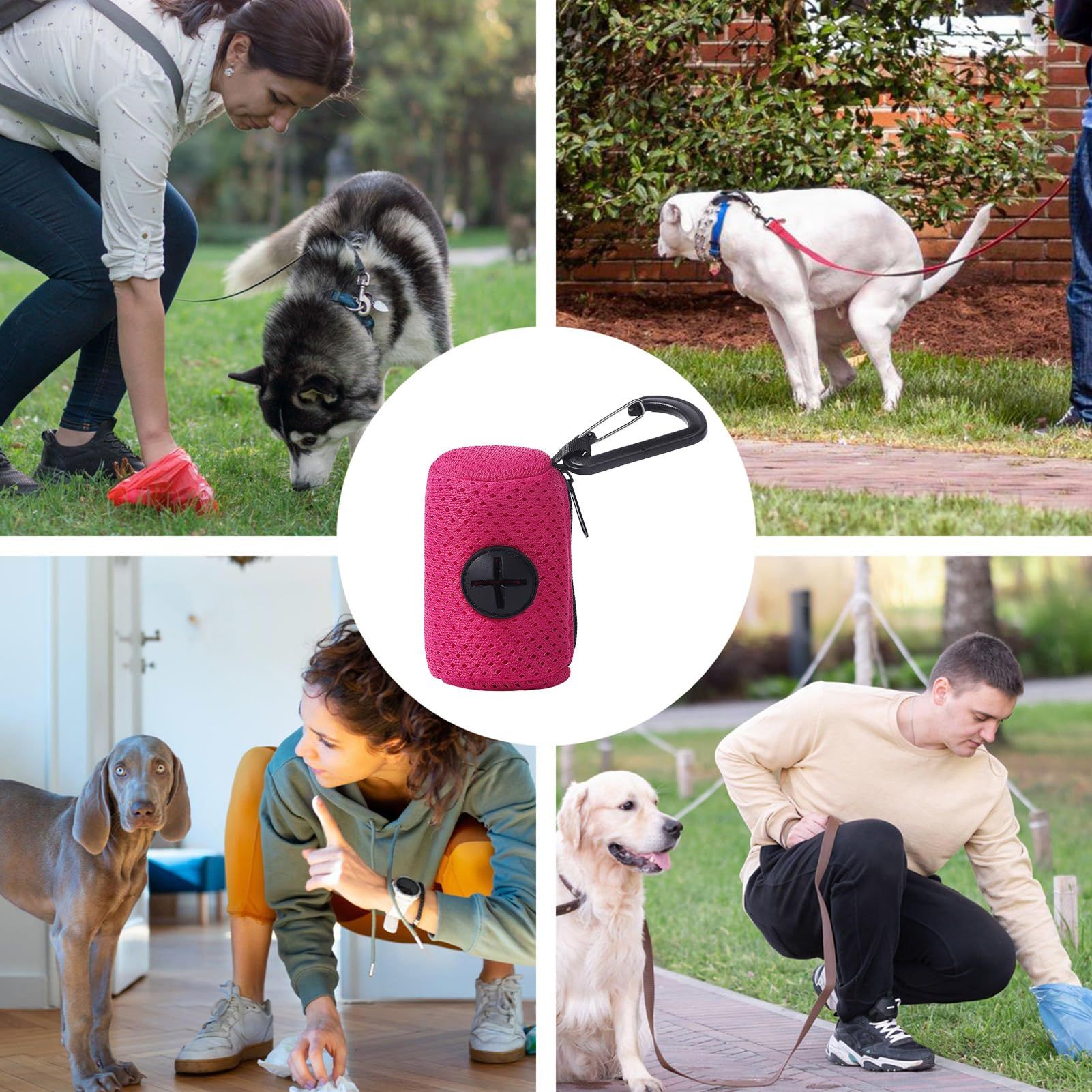 Dog Waste Bag Dispenser, Mesh Fabric Attachment Doggy Bag Holder with Zipper view 2