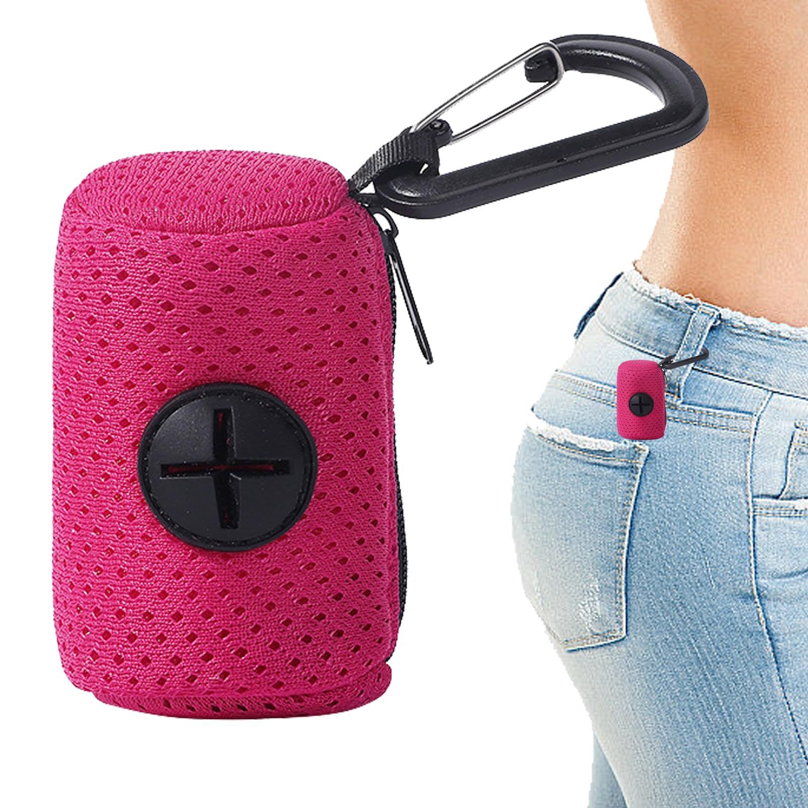 Dog Waste Bag Dispenser, Mesh Fabric Attachment Doggy Bag Holder with Zipper view 3