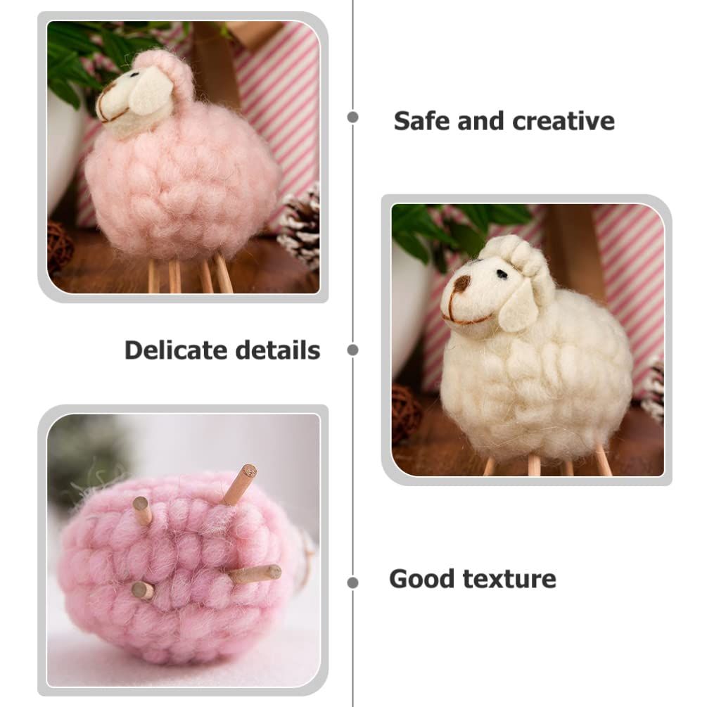 Home Decor 3Pcs Wool Felt Lamb Decoration Plush Sheep Figurine Table Ornament view 3