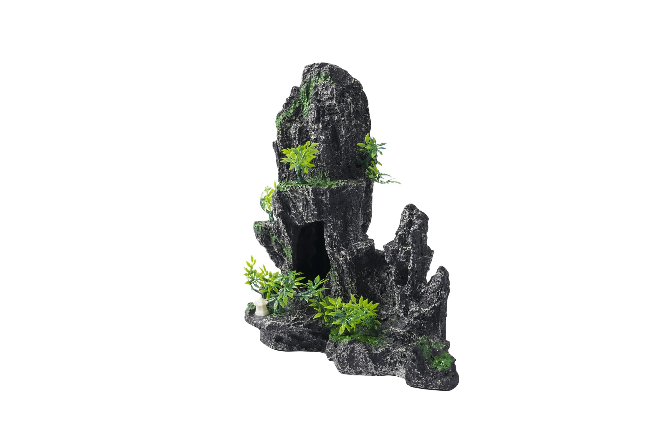 Large Fish Tank Decorations - Mountain View Aquarium Ornament with Tree House view 3