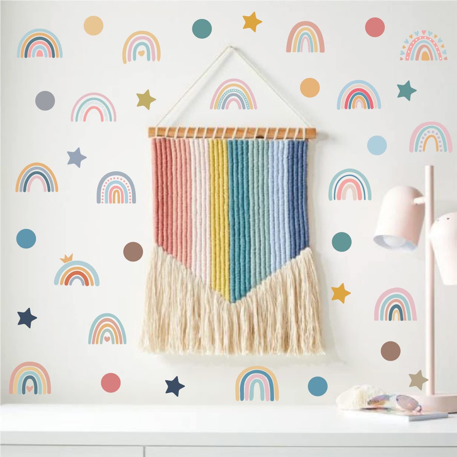 Rainbow Star Dot Wall Decal Stickers for Boys Girls Kids Bedroom Removable view 2