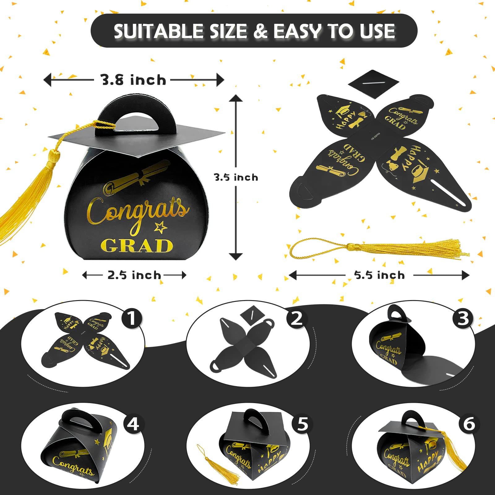 50 pcs Graduation Cap Boxes for Gifts view 5