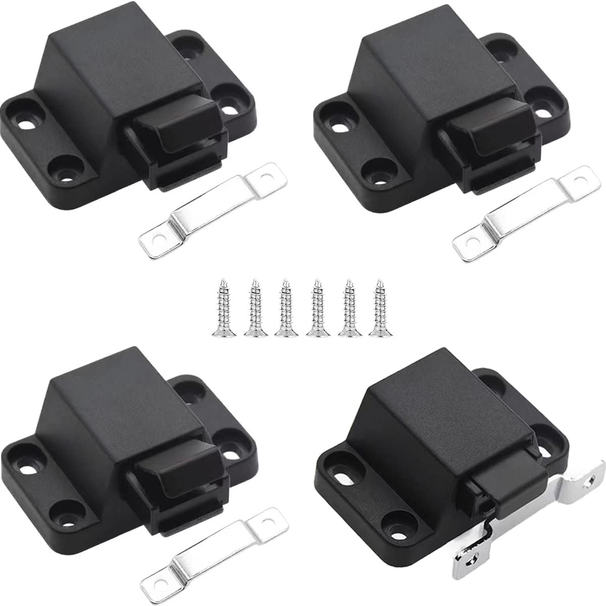 Self-Closing Push To Open Door Latches Hardware 4Pack Kitchen Cabinets Push