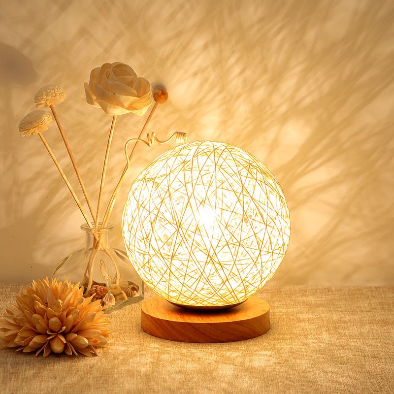 LED Table Lamp Bedside Lamp USB Powered Rattan Ball Lamp Creative Birthday view 2