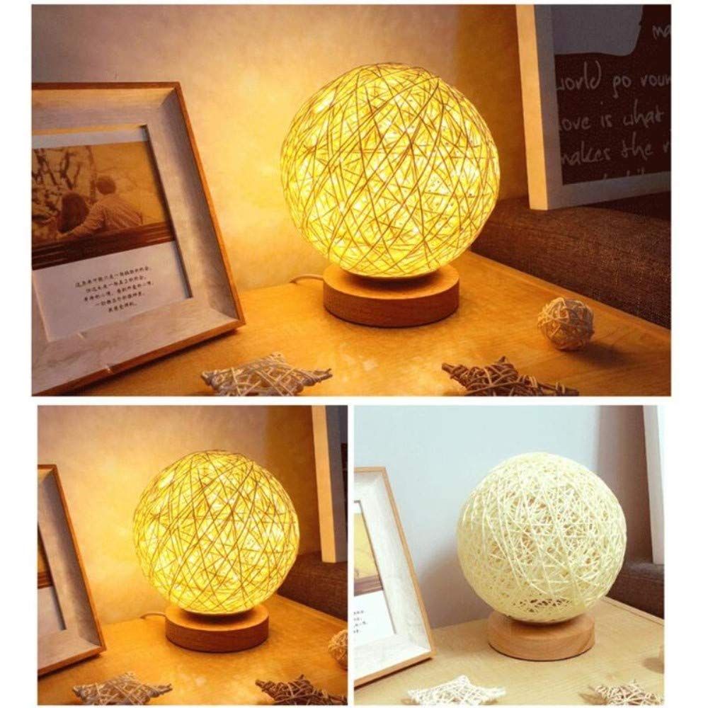 LED Table Lamp Bedside Lamp USB Powered Rattan Ball Lamp Creative Birthday view 4