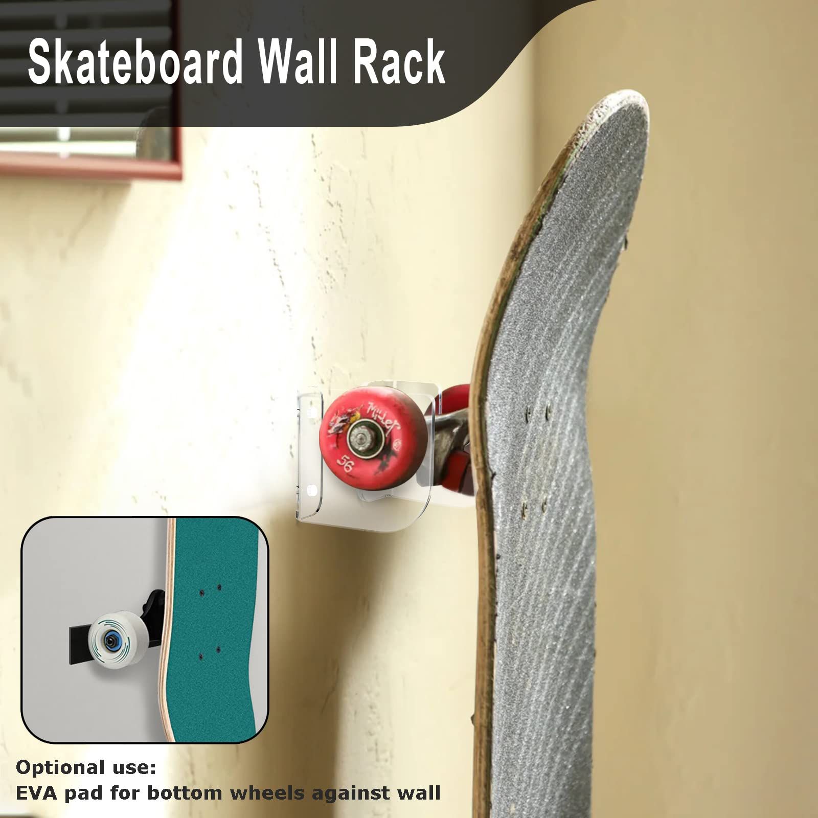 Acrylic Skateboard Wall Mount Skateboard Wall Hanger Rack Skateboard Display view 2
