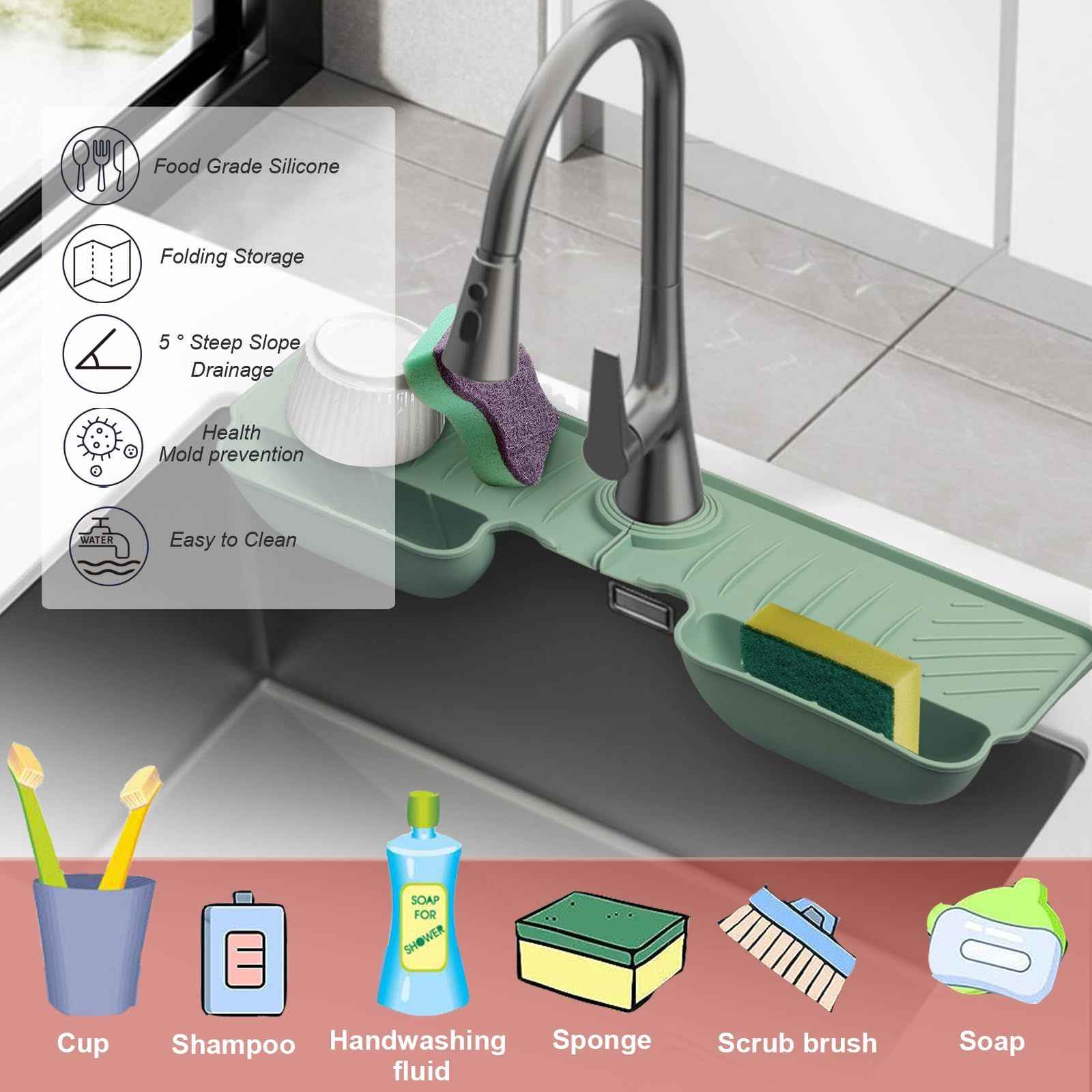Silicone Faucet Splash Guard Mat view 4