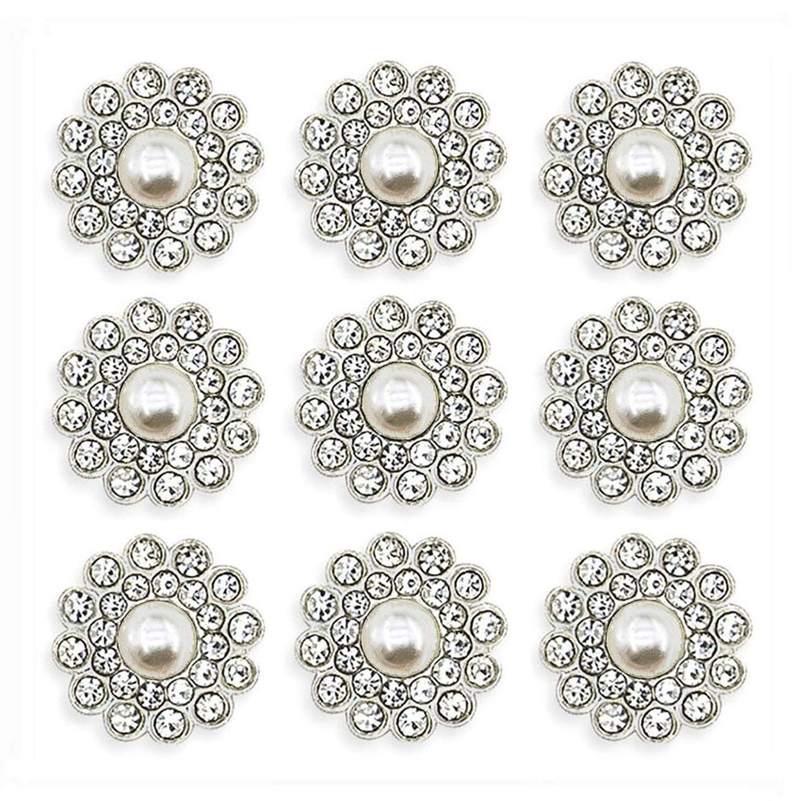 100 pcs Pearl Rhinestone Crystal Embellishments Decoration Brooch DIY Craft