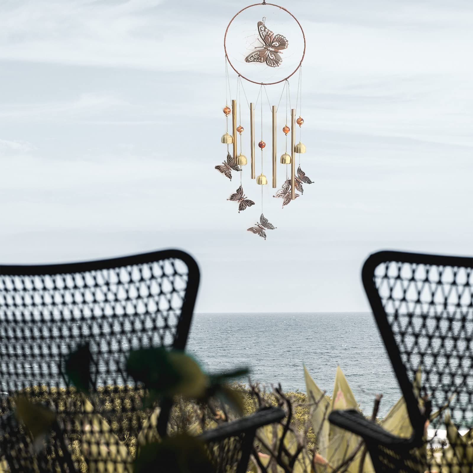Butterfly Wind Chimes for Outside with Dream Catcher view 2
