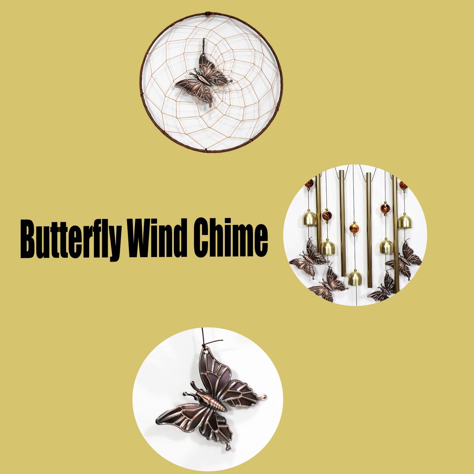 Butterfly Wind Chimes for Outside with Dream Catcher view 4