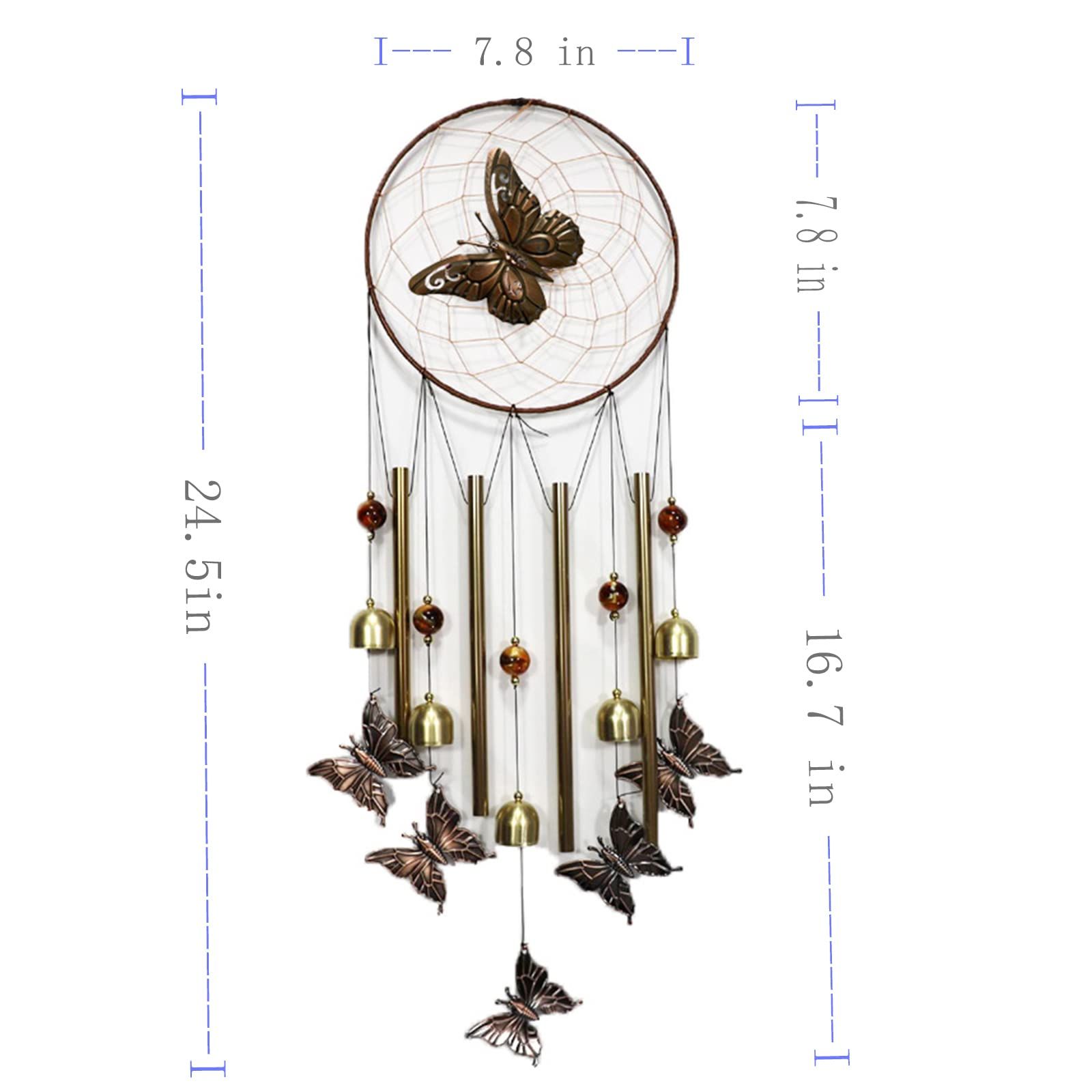 Butterfly Wind Chimes for Outside with Dream Catcher view 5