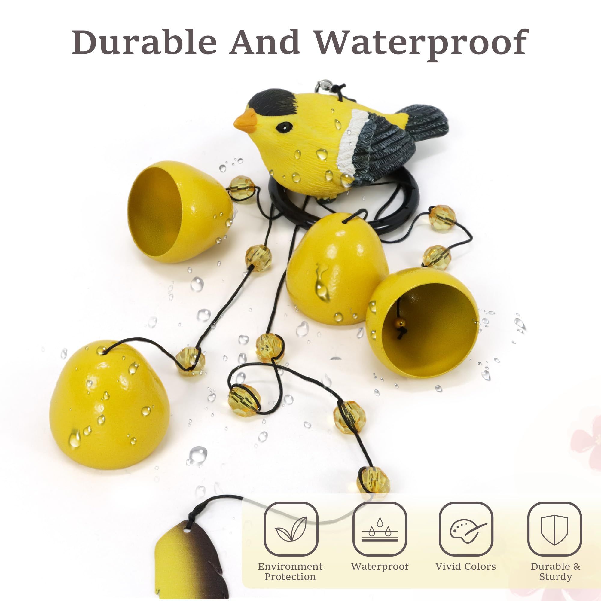 Bird Wind Chimes for Outside，Goldfinch Bird Gifts，Yellow Bird Wind Chimes view 2