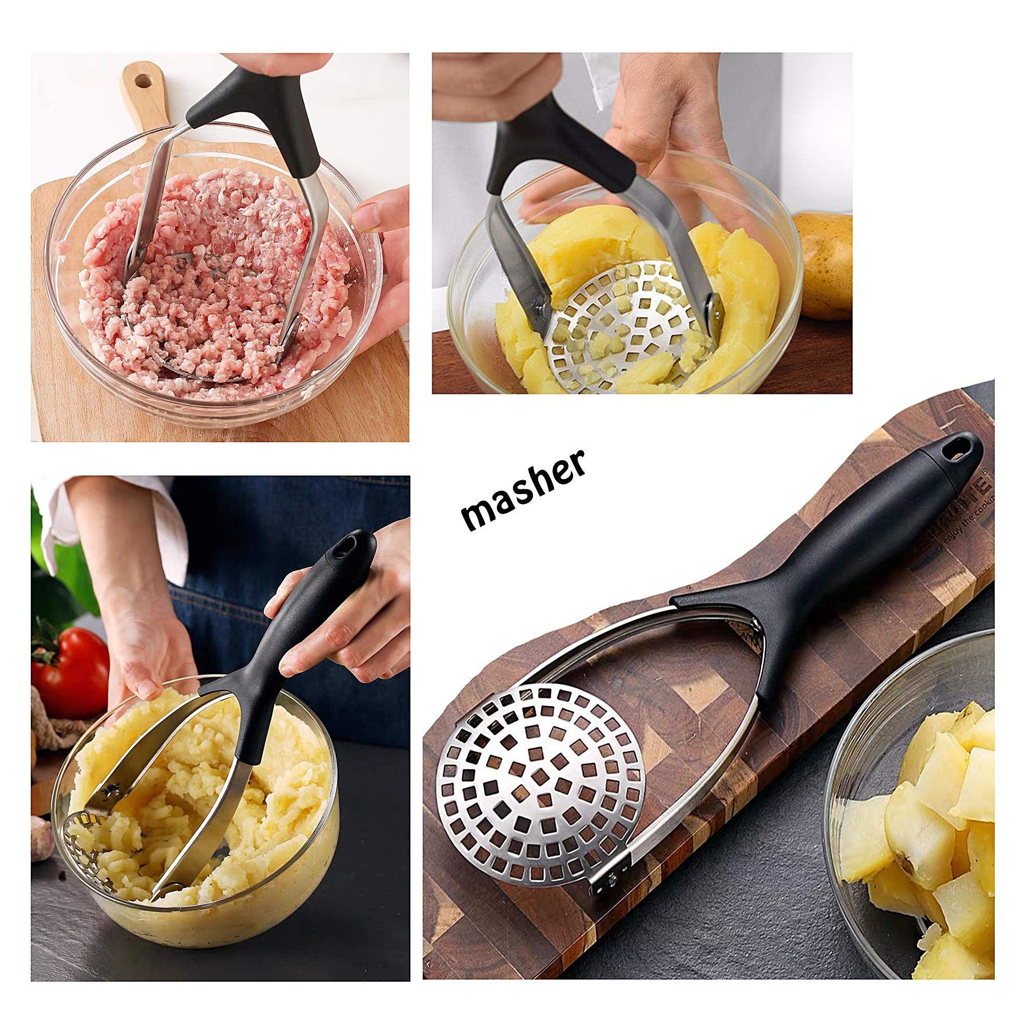 Stainless Steel Potato Masher - Heavy Duty with Garlic Press view 4