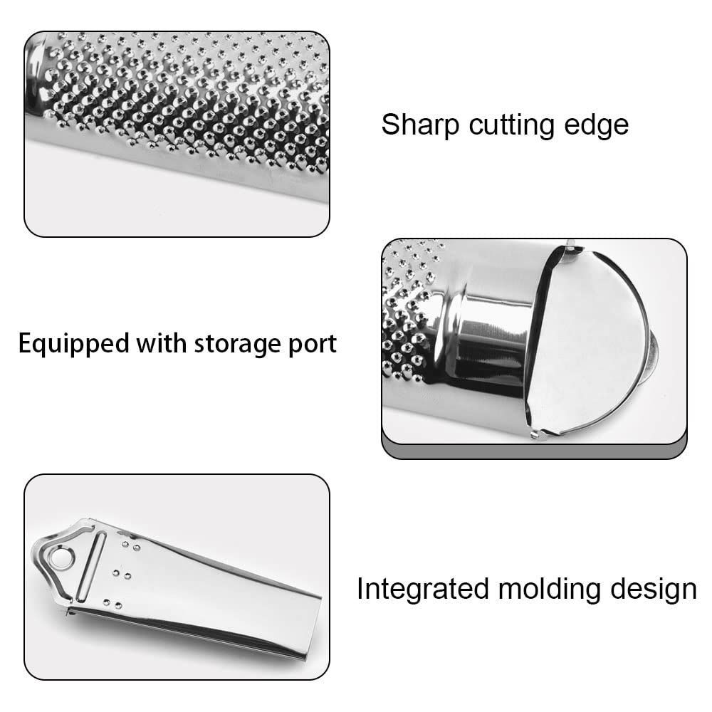 Stainless Steel Cheese Handheld Nutmeg Grinder with Container for Kitchen Hard view 3