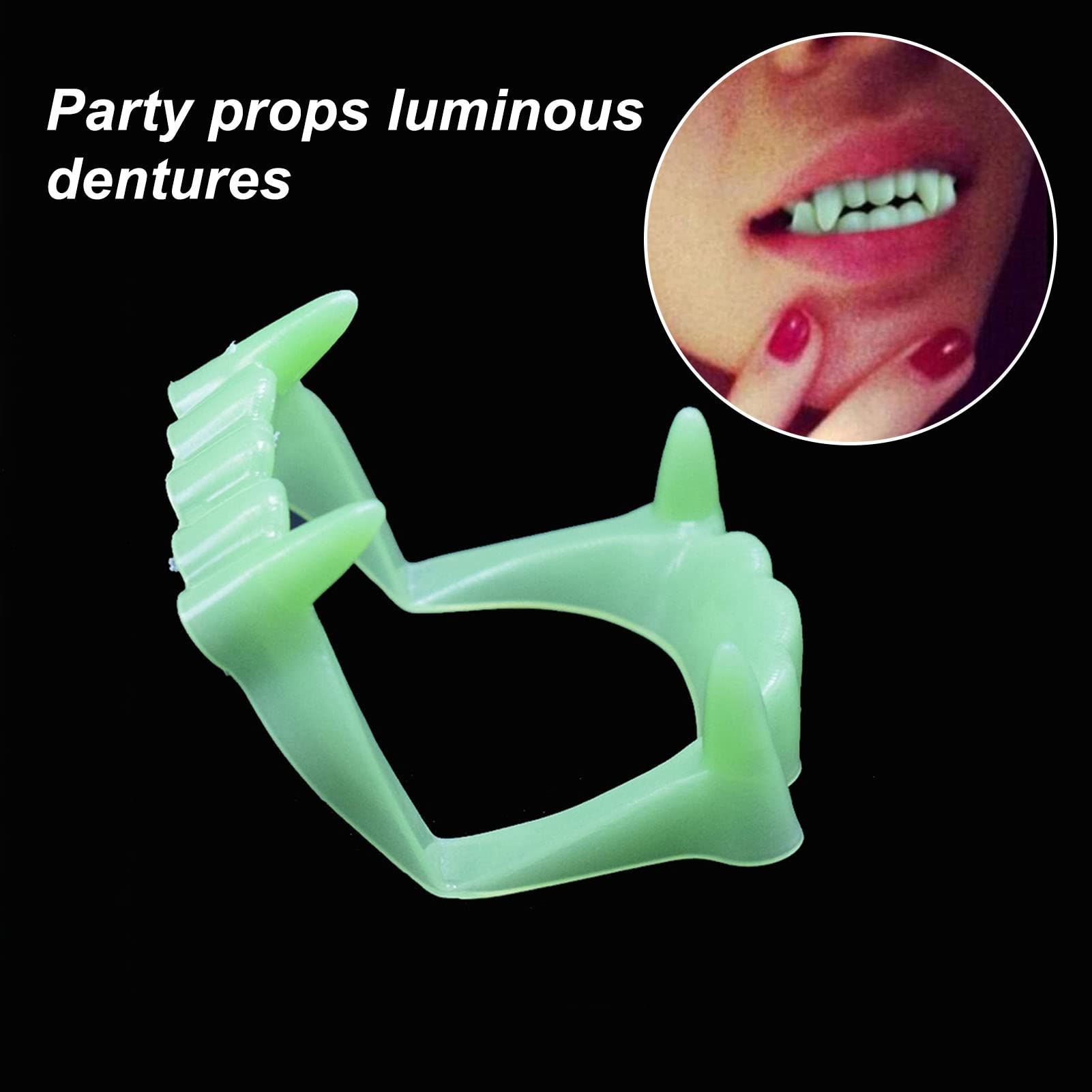 5Pcs Halloween Dentures Simulated Glow in The Dark Halloween Vampires Fake view 2